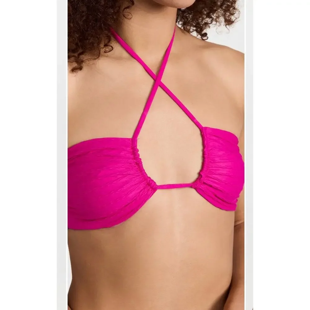 Lspace Dawn Bikini Bandeau Halter Swim Top, Bougainvillea, MSRP $110,size small